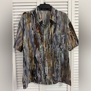 Vintage Alan Stuart Shirt Mens Multicolor Striped Button Up Short Sleeve XL